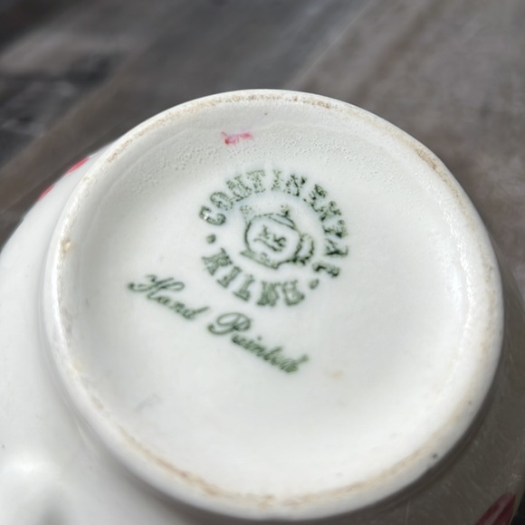 Vintage Continental Kilns USA Hand Painted Green Arbor Creamer Pitcher - Picture 6 of 6